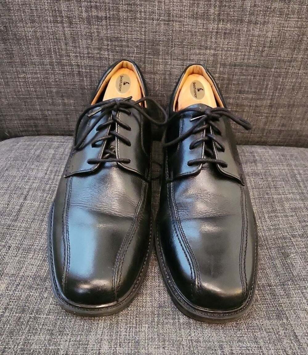 Johnston & Murphy Stanton Run-Off Lace-Up Black Leather Oxfords
